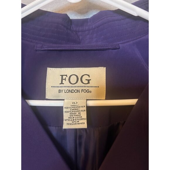 Purple London Fog trench coat with double-breasted design and belt Large - Picture 4 of 12